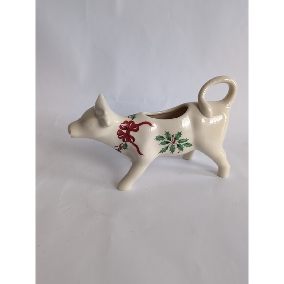 Lenox Cow Creamer Christmas Holiday Server Holly - Picture 1 of 5